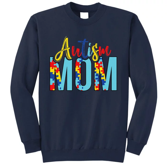 Autism Mom Life Puzzle Mothers Day Autism Mom Tall Sweatshirt