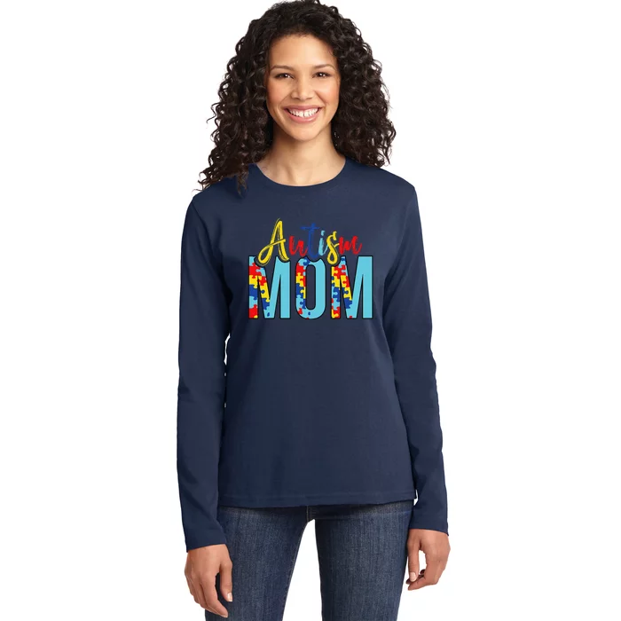 Autism Mom Life Puzzle Mothers Day Autism Mom Ladies Long Sleeve Shirt