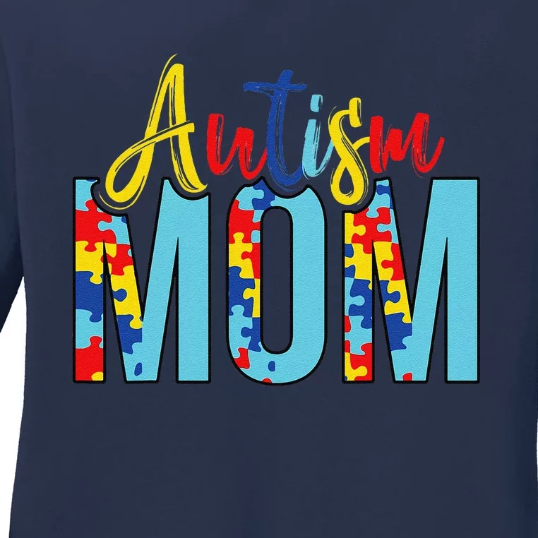 Autism Mom Life Puzzle Mothers Day Autism Mom Ladies Long Sleeve Shirt