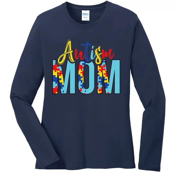 Autism Mom Life Puzzle Mothers Day Autism Mom Ladies Long Sleeve Shirt