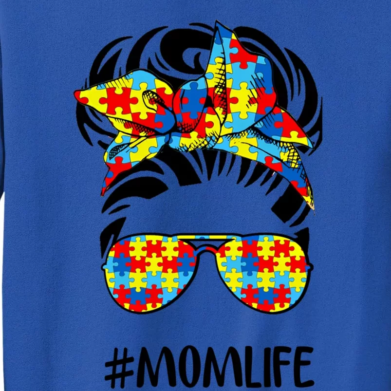 Autism Mom Life Messy Bun Hair Gift Tall Sweatshirt