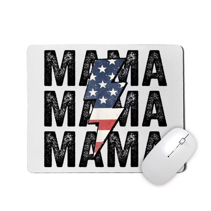 American Mama Lightning Bolt Mom Patriotic 4th Of July Mousepad