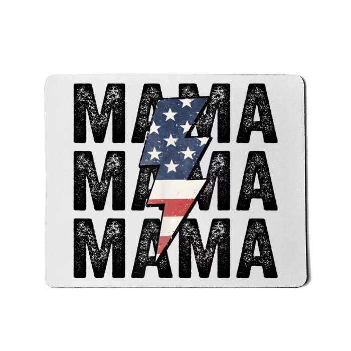 American Mama Lightning Bolt Mom Patriotic 4th Of July Mousepad