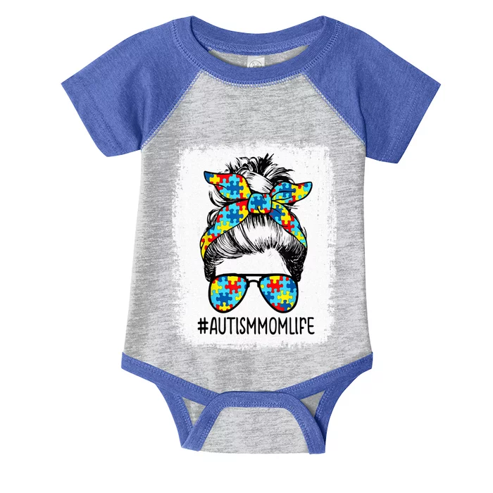 Autism Mom Life Messy Bun Sunglasses Bandana Mothers Day Gift Infant Baby Jersey Bodysuit