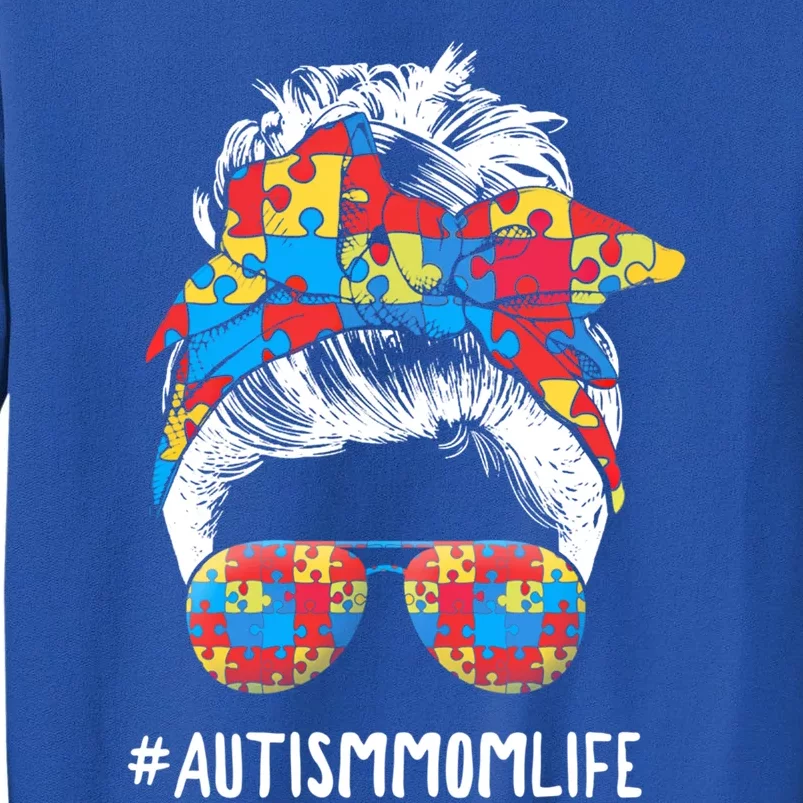 Autism Mom Life Messy Bun Sunglasses Bandana Mother’s Day Gift Sweatshirt