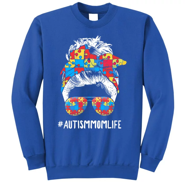 Autism Mom Life Messy Bun Sunglasses Bandana Mother’s Day Gift Sweatshirt