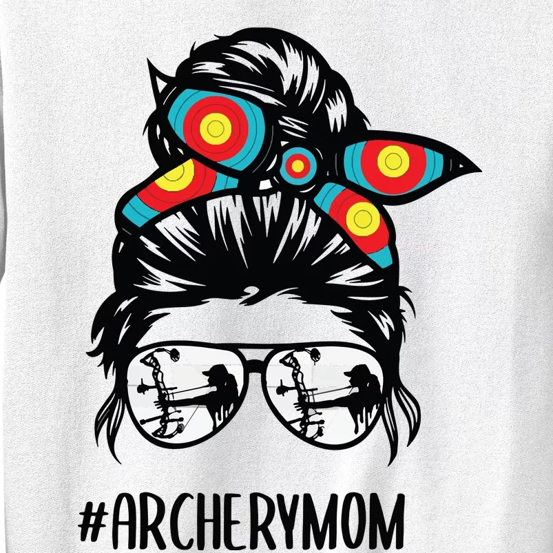 Archery Mom Life Messy Bun Hair Glasses Sweatshirt