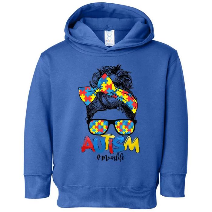 Autism Mom Life Messy Bun Sunglasses Bandana Mother’s Day Gift Toddler Hoodie