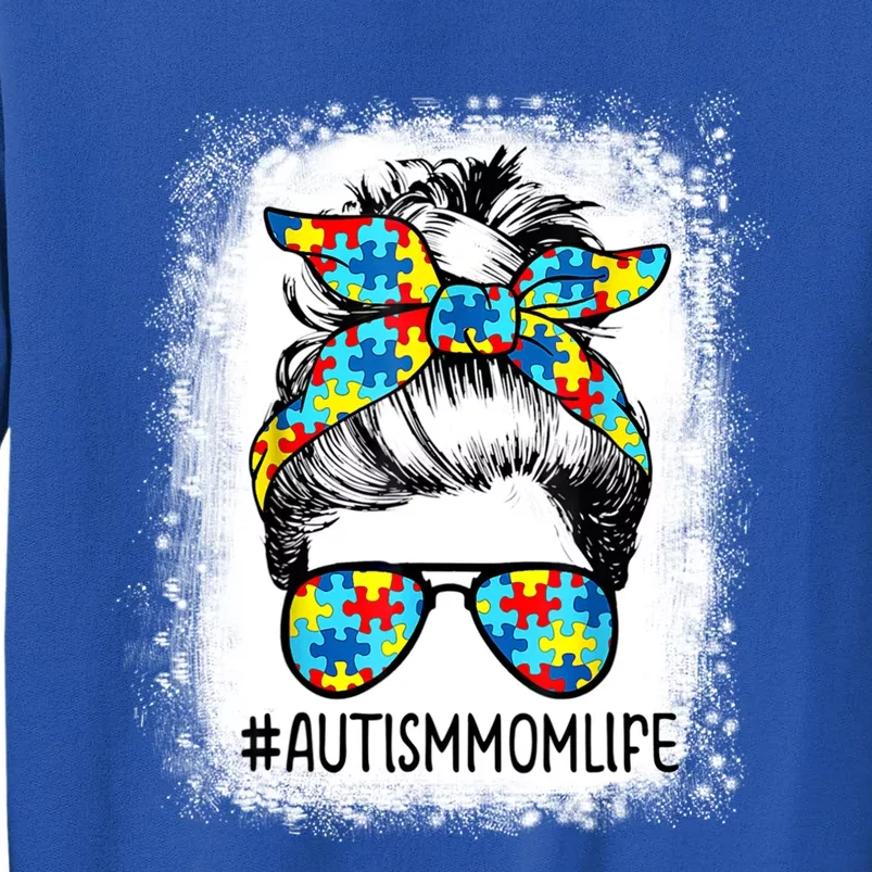 Autism Mom Life Messy Bun Sunglasses Bandana Mother’s Day Gift Tall Sweatshirt