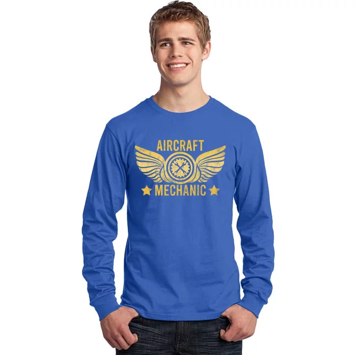 Aircraft Mechanic Logo Badge Aviation Gift Tall Long Sleeve T-Shirt