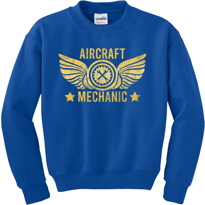 Aircraft Mechanic Logo Badge Aviation Gift Kids Sweatshirt