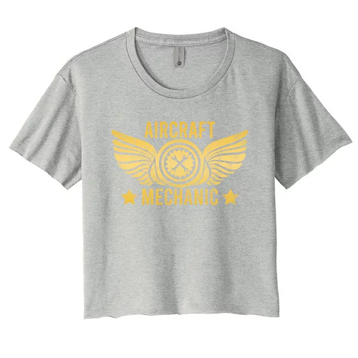 Aircraft Mechanic Logo Badge Aviation Gift Women's Crop Top Tee