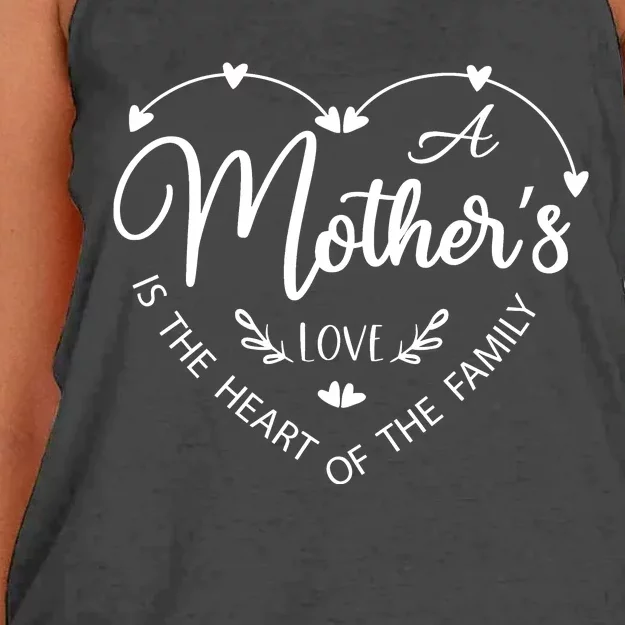 A Mother’S Love Is The Heart Of The Family Women's Knotted Racerback Tank