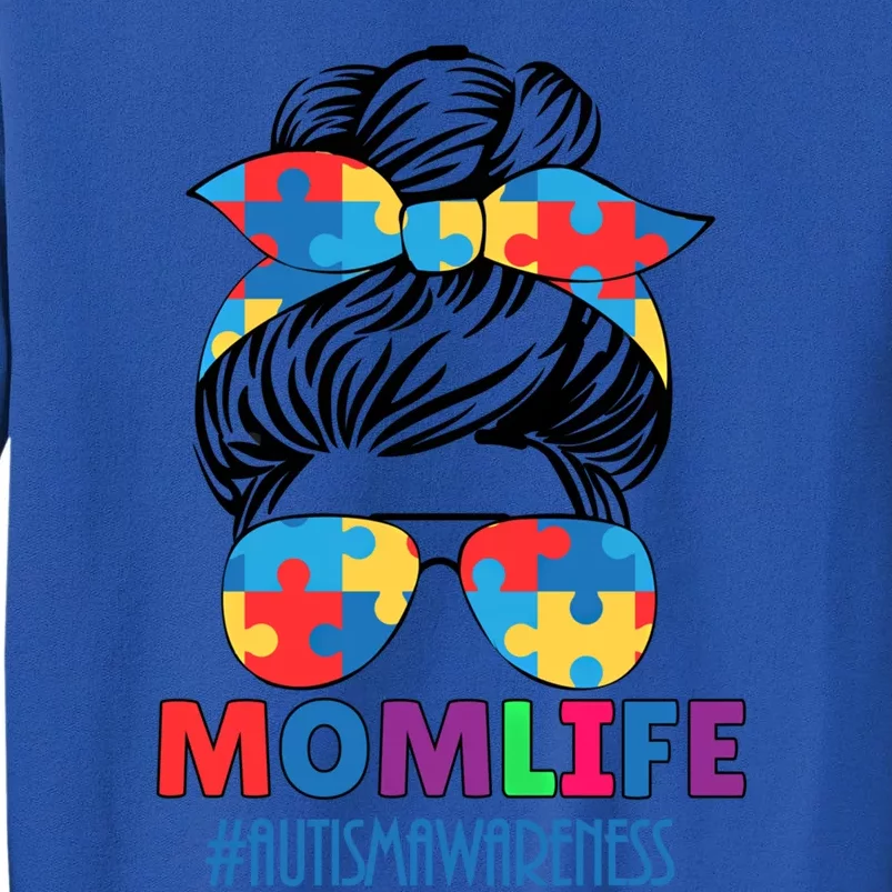 Autism Mom Life #Autismawareness Messy Bun Bandana Mothers Cute Gift Sweatshirt