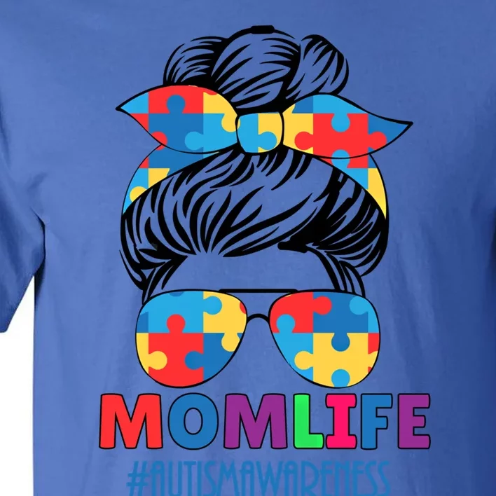 Autism Mom Life #Autismawareness Messy Bun Bandana Mothers Cute Gift Tall T-Shirt