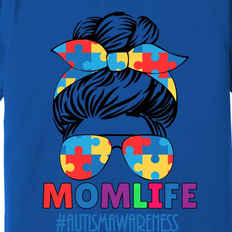 Autism Mom Life #Autismawareness Messy Bun Bandana Mothers Cute Gift Premium T-Shirt