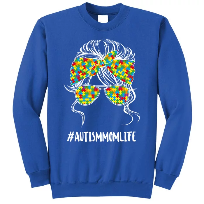 Autism Mom Life Puzzle Piece Autism Awareness Gift Tall Sweatshirt