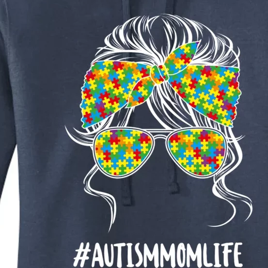 Autism Mom Life Puzzle Piece Autism Awareness Gift Women's Pullover Hoodie