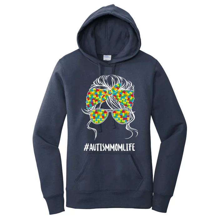 Autism Mom Life Puzzle Piece Autism Awareness Gift Women's Pullover Hoodie