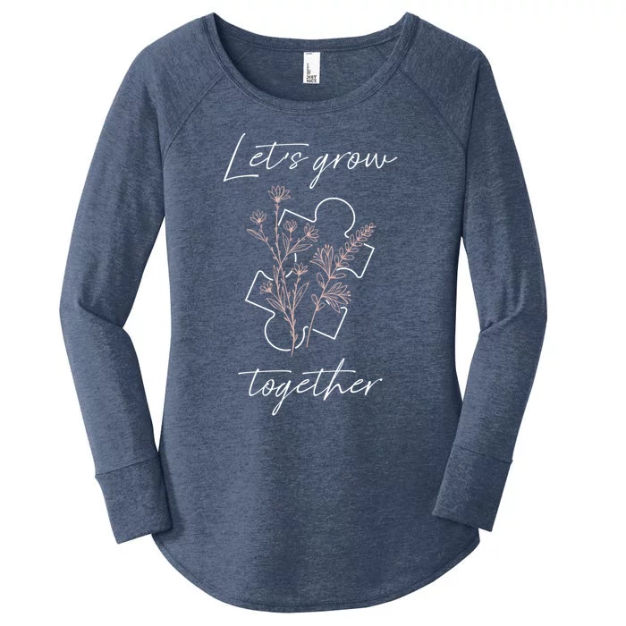 Autism Mom Let's Grow Together Puzzle Piece Autism Awareness Gift Women's Perfect Tri Tunic Long Sleeve Shirt