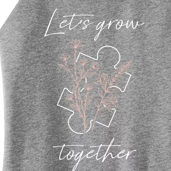 Autism Mom Let's Grow Together Puzzle Piece Autism Awareness Gift Women’s Perfect Tri Rocker Tank