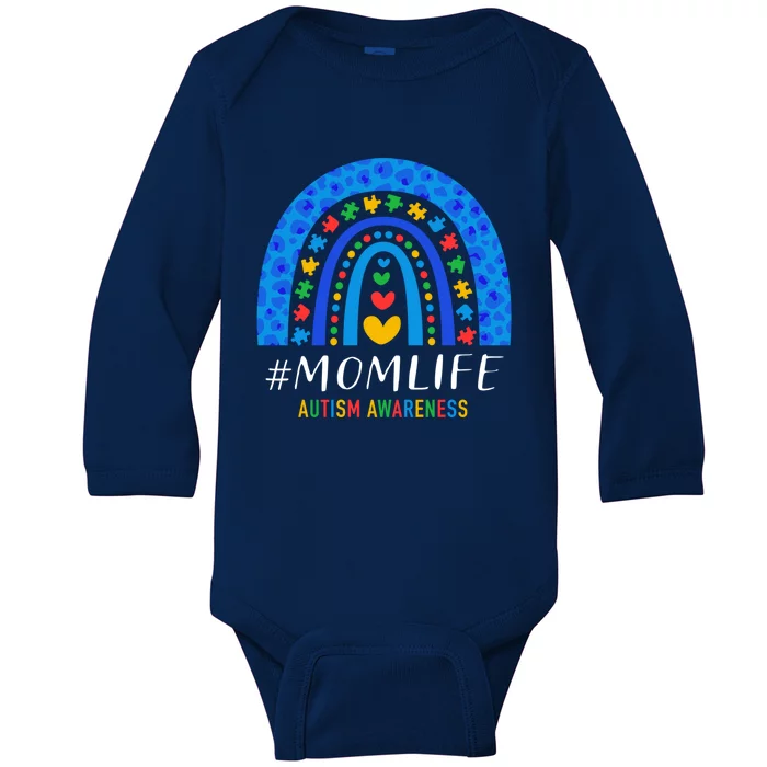 Autism Mom Life Rainbow Leopard Mothers Day For Mom Gift Baby Long Sleeve Bodysuit