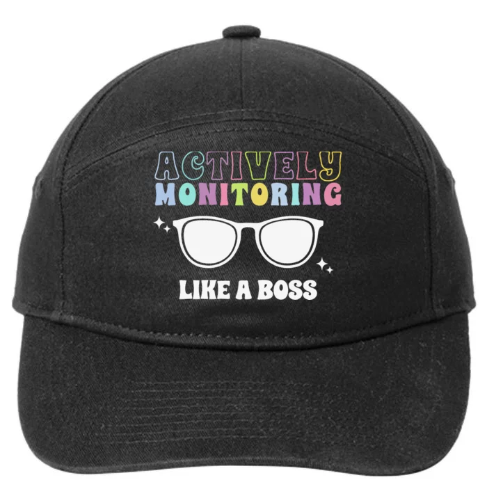 Actively Monitoring Like A Boss Testing Day Funny Teacher 7-Panel Snapback Hat