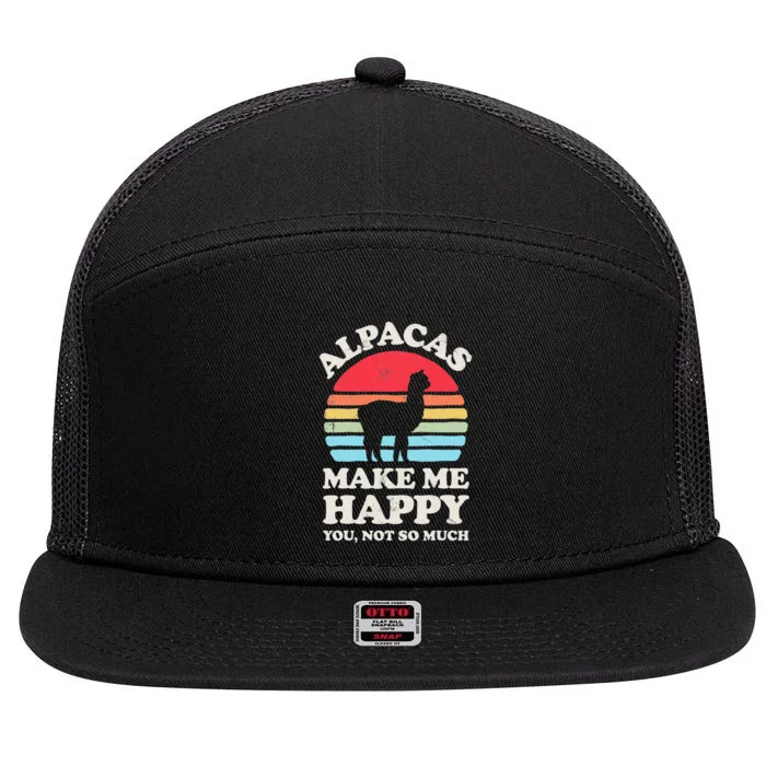 Alpacas Make Me Happy You Not So Much Alpaca Retro Vintage 7 Panel Mesh Trucker Snapback Hat