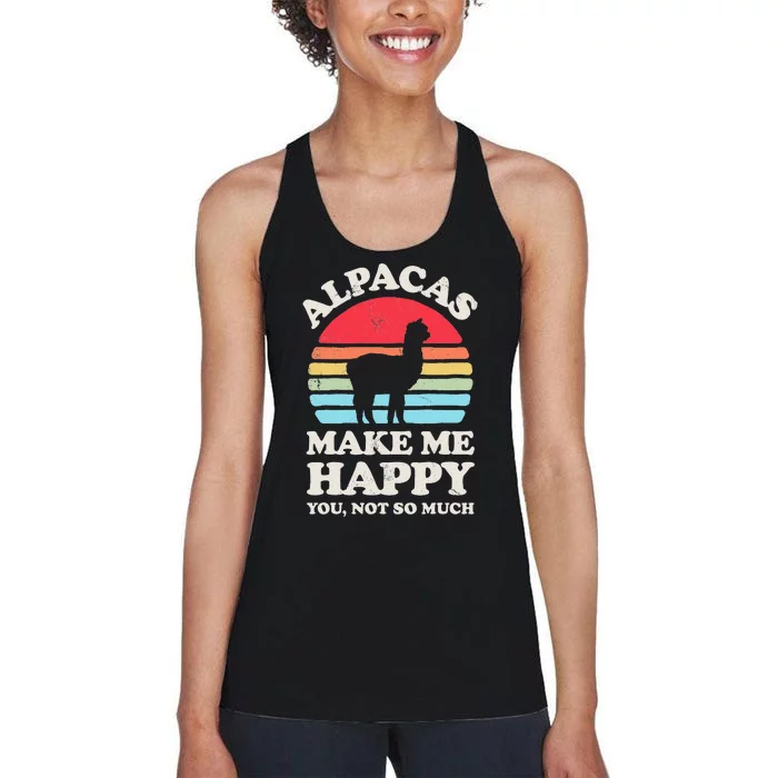 Alpacas Make Me Happy You Not So Much Alpaca Retro Vintage Women's Racerback Tank