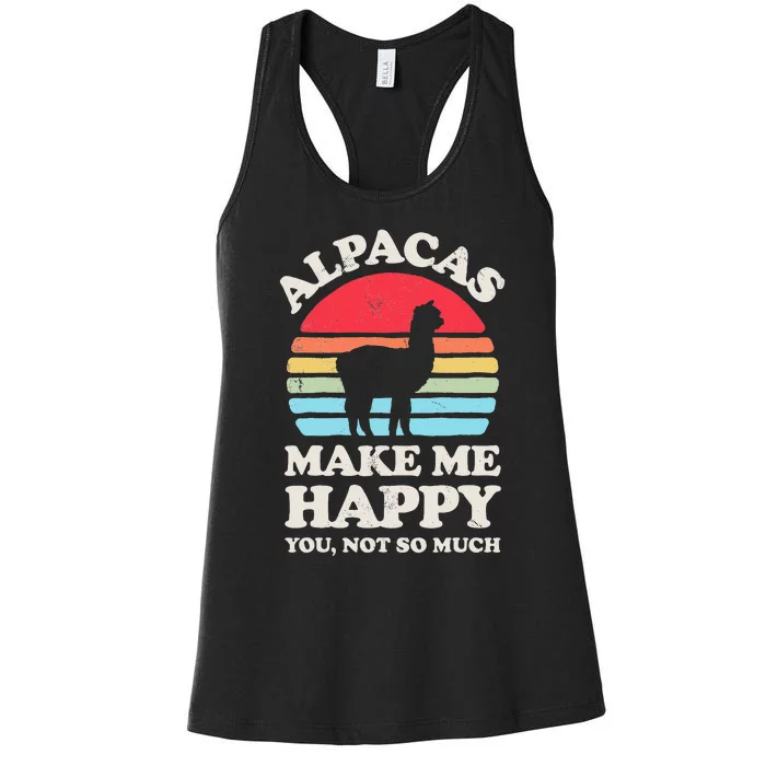 Alpacas Make Me Happy You Not So Much Alpaca Retro Vintage Women's Racerback Tank