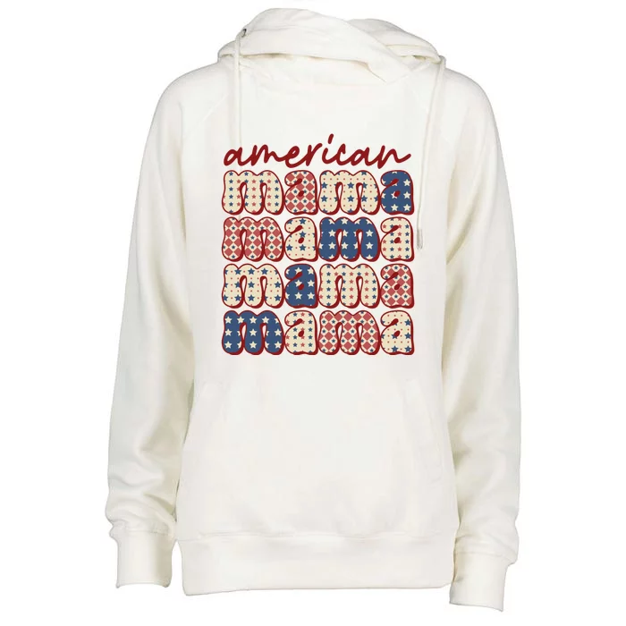 American Mama Mom Life Patriotic American Flag Gift Womens Funnel Neck Pullover Hood