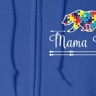 Autism Mom Mama Bear Asd Awareness Cute Gift Full Zip Hoodie