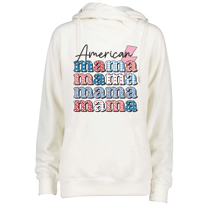 American Mama Mini Matching Mom Daughter 4th Of July Retro Meaningful Gift Womens Funnel Neck Pullover Hood