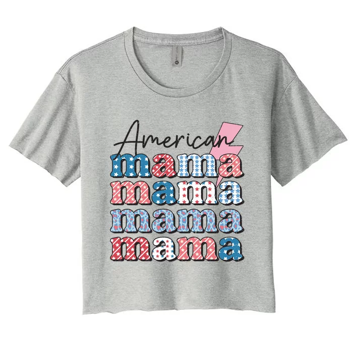 American Mama Mini Matching Mom Daughter 4th Of July Retro Meaningful Gift Women's Crop Top Tee