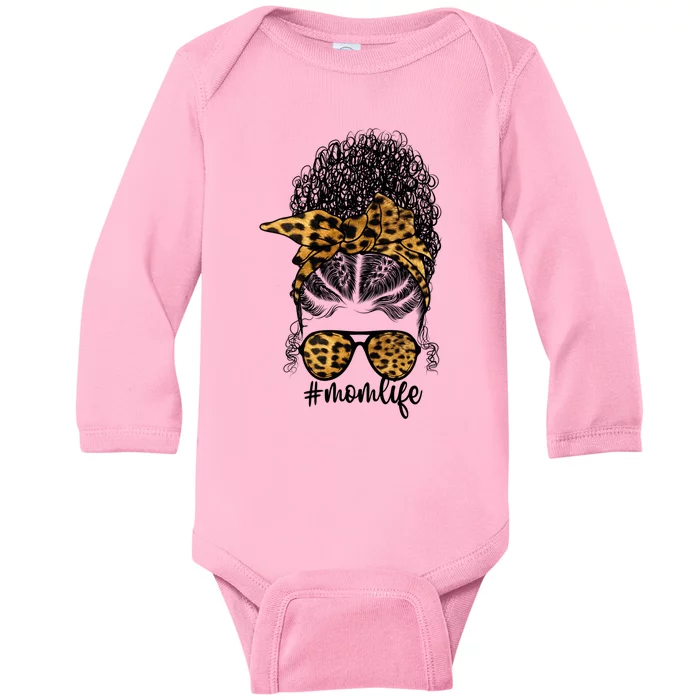 Afro Mom Mothers Day Messy Bun Black Mom Queen Melanin Gift Baby Long Sleeve Bodysuit