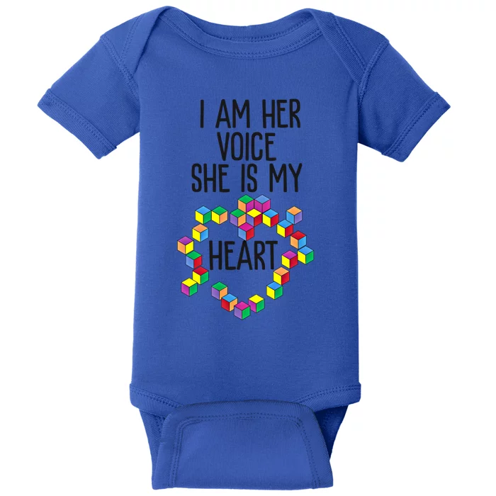 Autism Mom Mother Mama I Am Her Voice She Is My Heart Great Gift Baby Bodysuit