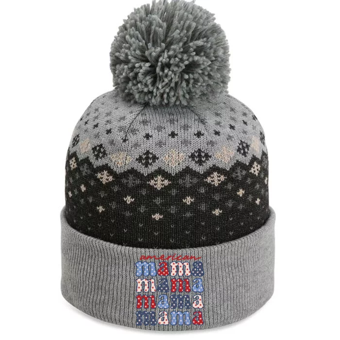 American Mama Matching Family 4th Of July American Flag The Baniff Cuffed Pom Beanie