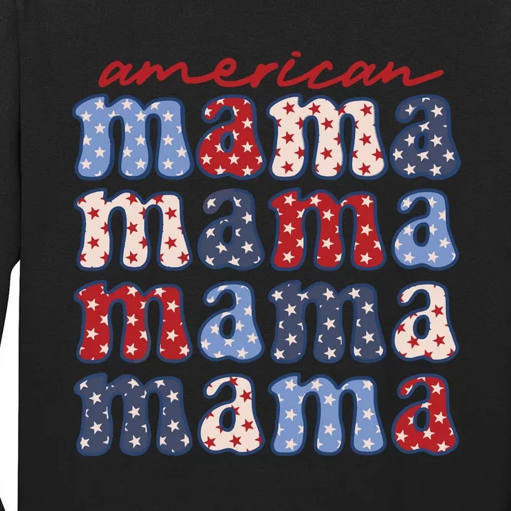 American Mama Matching Family 4th Of July American Flag Tall Long Sleeve T-Shirt