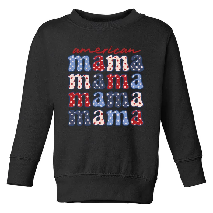 American Mama Matching Family 4th Of July American Flag Toddler Sweatshirt