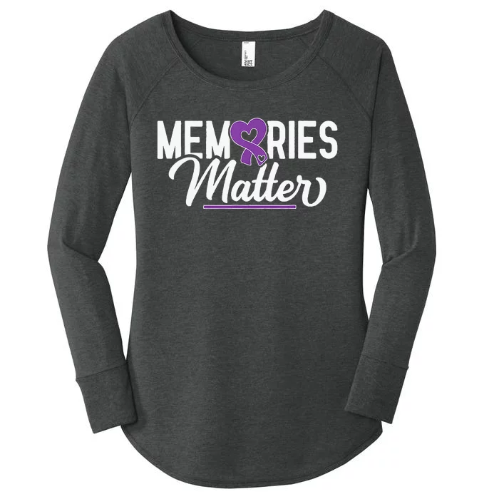 Alzheimer Memories Matter Purple Ribbon Dementia Warrior Women's Perfect Tri Tunic Long Sleeve Shirt