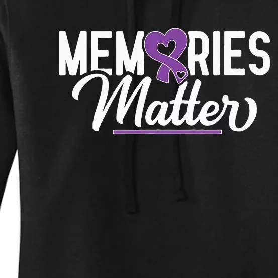 Alzheimer Memories Matter Purple Ribbon Dementia Warrior Women's Pullover Hoodie