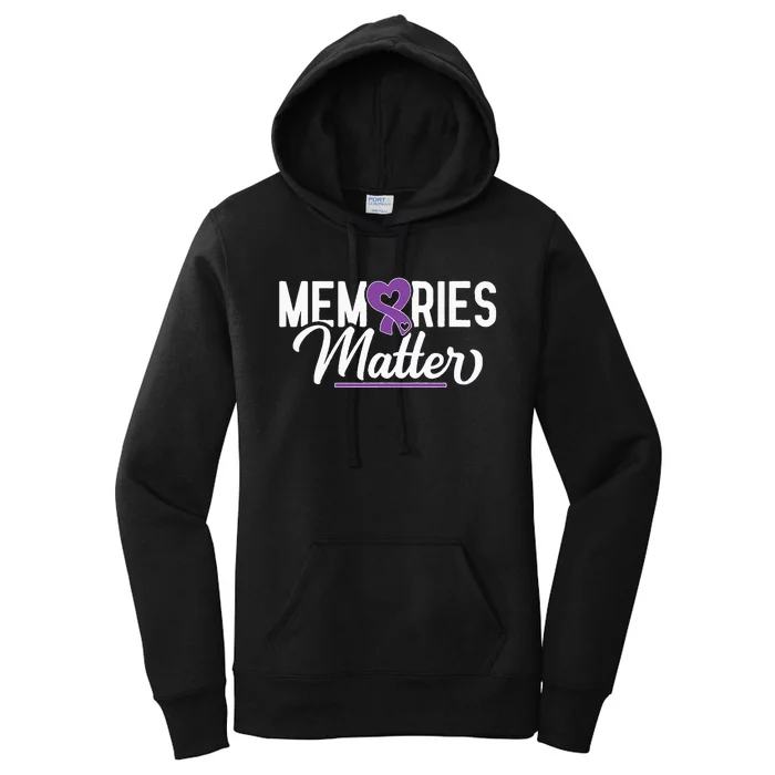 Alzheimer Memories Matter Purple Ribbon Dementia Warrior Women's Pullover Hoodie