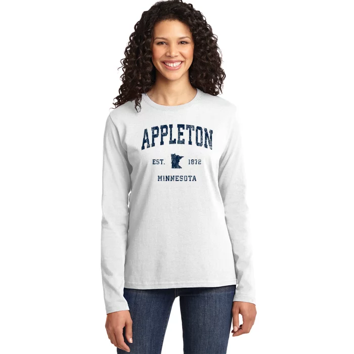 Appleton Minnesota Mn Vintage Athletic Sports Design Ladies Long Sleeve Shirt