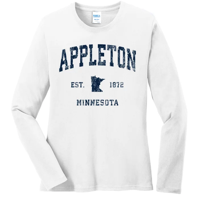 Appleton Minnesota Mn Vintage Athletic Sports Design Ladies Long Sleeve Shirt