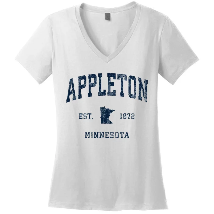 Appleton Minnesota Mn Vintage Athletic Sports Design Women's V-Neck T-Shirt