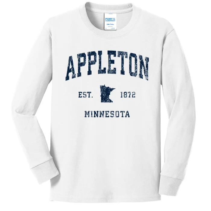 Appleton Minnesota Mn Vintage Athletic Sports Design Kids Long Sleeve Shirt