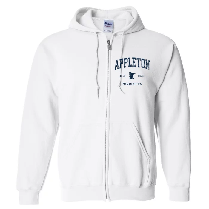 Appleton Minnesota Mn Vintage Athletic Sports Design Full Zip Hoodie