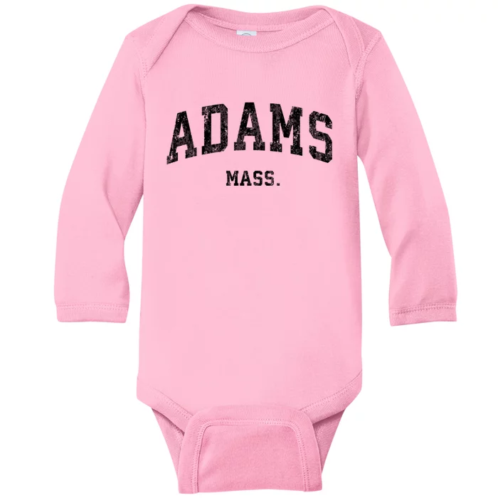 Adams Massachusetts Ma Vintage Varsity Sports Baby Long Sleeve Bodysuit