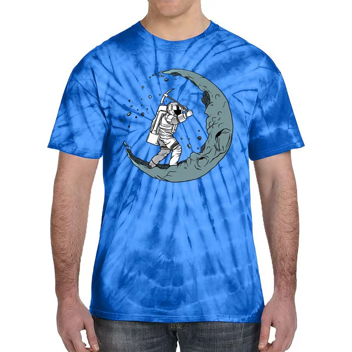 Astronaut Mining Moon With Pickaxe Graphic Cute Gift Tie-Dye T-Shirt