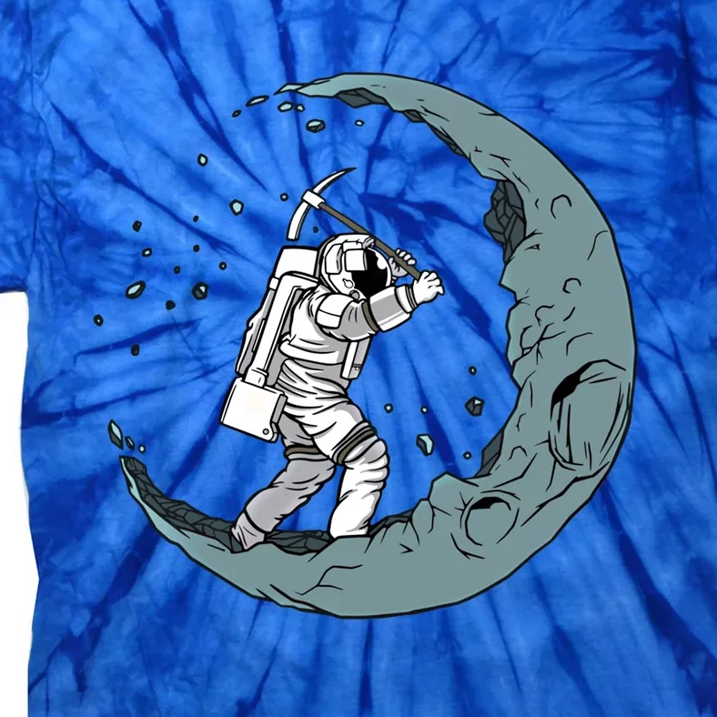 Astronaut Mining Moon With Pickaxe Graphic Cute Gift Tie-Dye T-Shirt